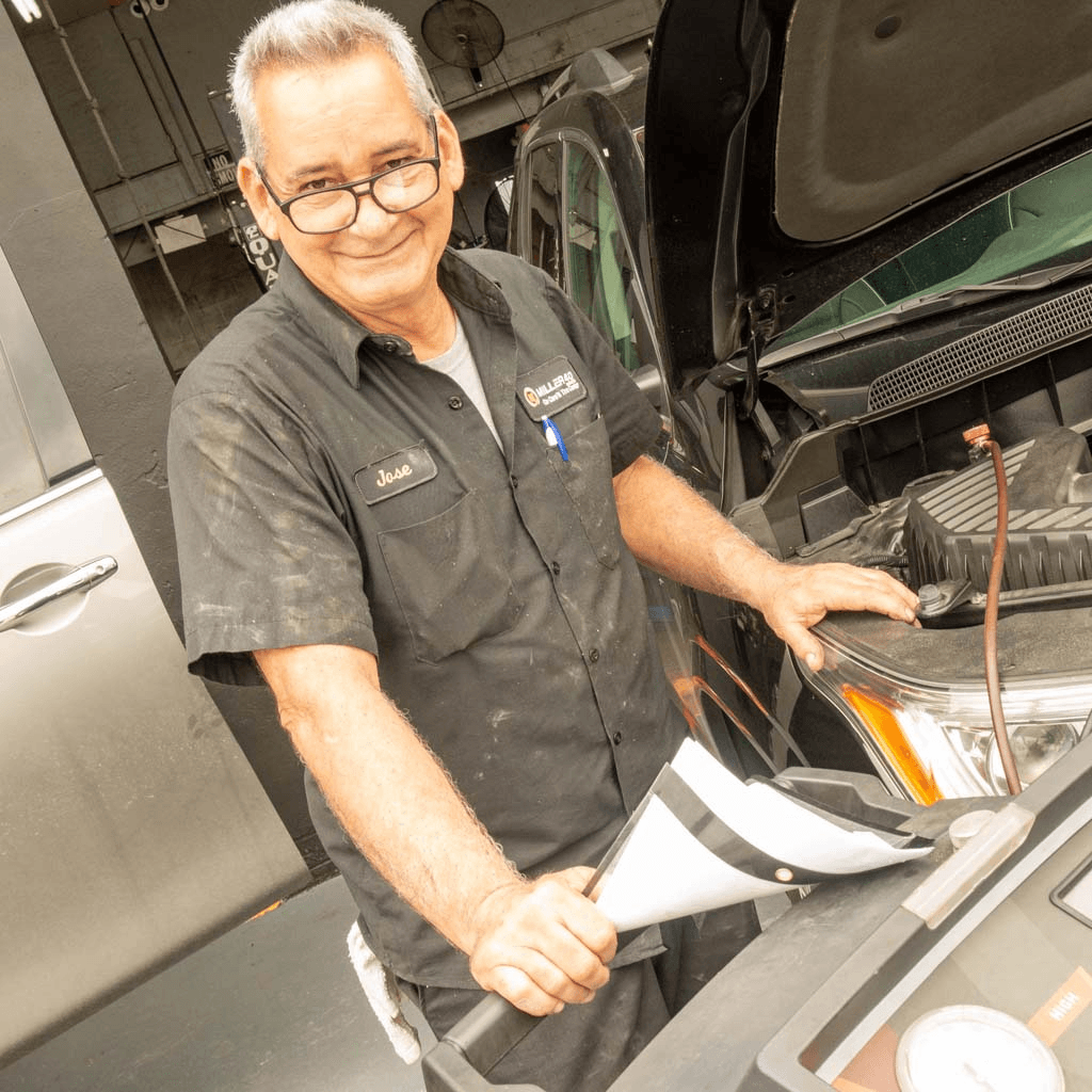 Mechanic working on a tire