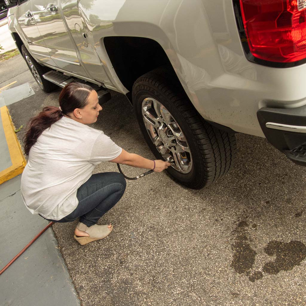 Mechanic working on a tire