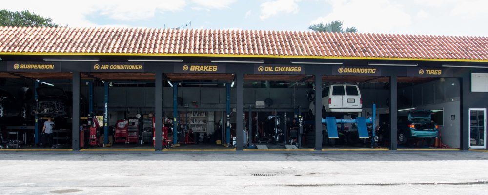 Service bays with cars being worked on