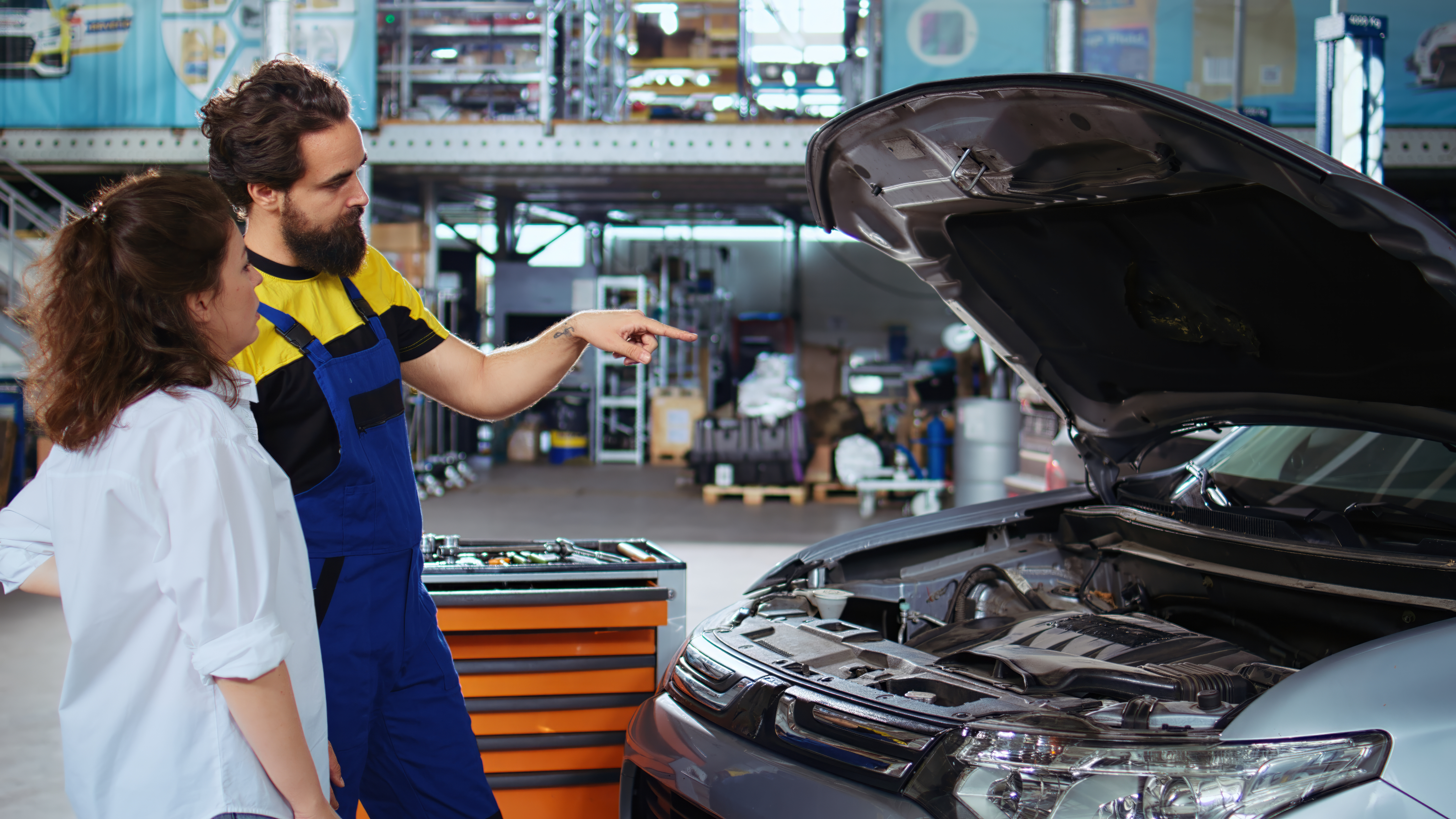 Mechanic working on car